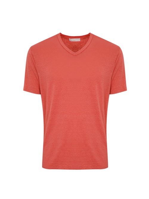 T-shirt con scollo a V in lino Corallo DANIELE FIESOLI | DF 0601133